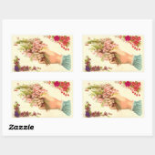 ヴィンテージの手でユリを提供 長方形シール (シート)