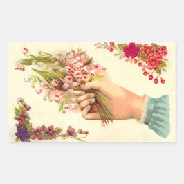 ヴィンテージの手でユリを提供 長方形シール