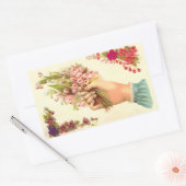 ヴィンテージの手でユリを提供 長方形シール (封筒)