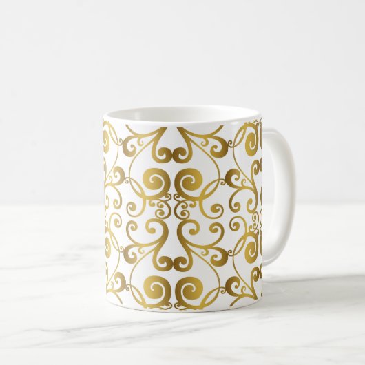 ヴィンテージの手のセット絵を描ヴィンテージ・バロックのオルネーム コーヒーマグカップ (正面右)