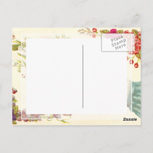 ヴィンテージの手を愛の花で感謝 ポストカード (裏面)