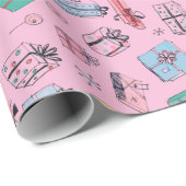 ヴィンテージの手インスパイア引きレトロ・クリスマスプレゼント ラッピングペーパー (ロールコーナー)