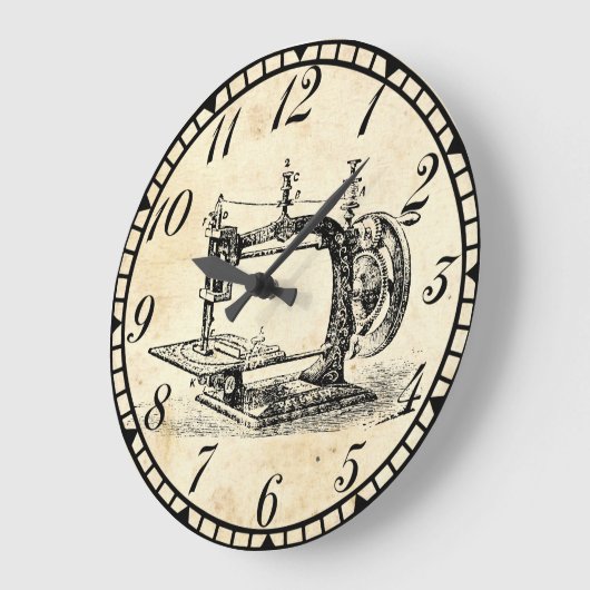 ヴィンテージの手動クランクのミシン ラージ壁時計 (傾斜)