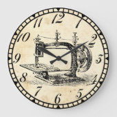 ヴィンテージの手動クランクのミシン ラージ壁時計 (正面)