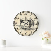 ヴィンテージの手動クランクのミシン ラージ壁時計 (ホーム)