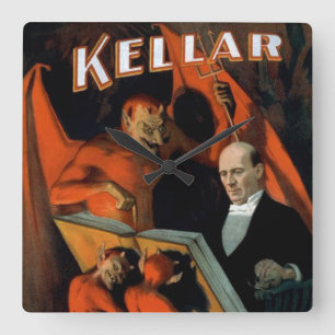 ヴィンテージの手品師のKellarの悪魔の時計 スクエア壁時計