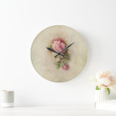 ヴィンテージの手塗りのスタイルのバラ ラージ壁時計 (ホーム)