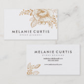 ヴィンテージの手塗りの金ゴールドの花の名刺 名刺 (正面/裏面)