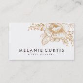 ヴィンテージの手塗りの金ゴールドの花の名刺 名刺 (正面)