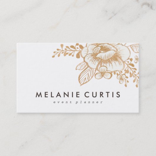 ヴィンテージの手塗りの金ゴールドの花の名刺 名刺 (正面)