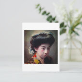 ヴィンテージの手彩色日本の芸者(旧日本) ポストカード (スタンド正面)