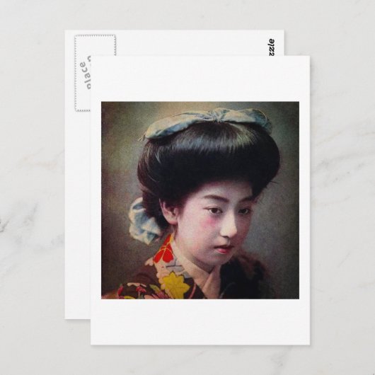 ヴィンテージの手彩色日本の芸者(旧日本) ポストカード (正面/裏面)