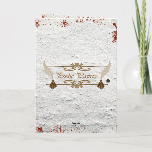 ヴィンテージの手描きの赤いクリスマスカードの少女 シーズンカード (裏面)