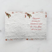 ヴィンテージの手描きの赤いクリスマスカードの少女 シーズンカード (内部)