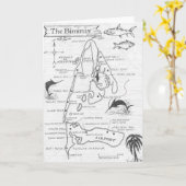 ヴィンテージの手描きのBiminiの島の地図 カード (黄色い花)