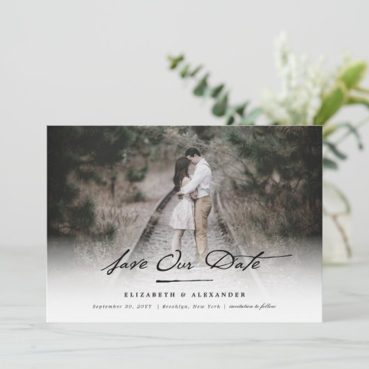 ヴィンテージの手書きの原稿の写真の保存日付 セーブザデート (スタンド正面)