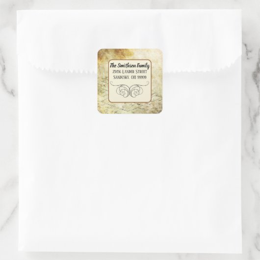 ヴィンテージの手書き入力差出人住所 スクエアシール (バッグ)