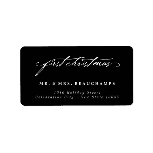 ヴィンテージの手書き入力1番目の結婚クリスマスの住所 ラベル (正面)