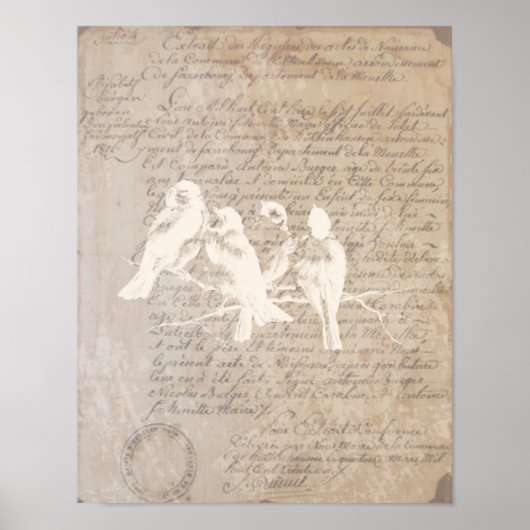 ヴィンテージの手紙と鳥ポスター ポスター (正面)