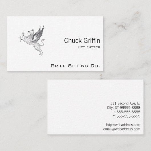 ヴィンテージの手紙の出版物のグリフィンの線画 名刺 (正面/裏面)