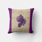 ヴィンテージの手紙の背景の紫色の貝 クッション (裏面)