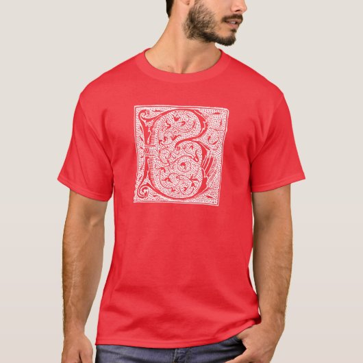 ヴィンテージの手紙Bのモノグラムの白黒"B"のイニシャル Tシャツ (正面)