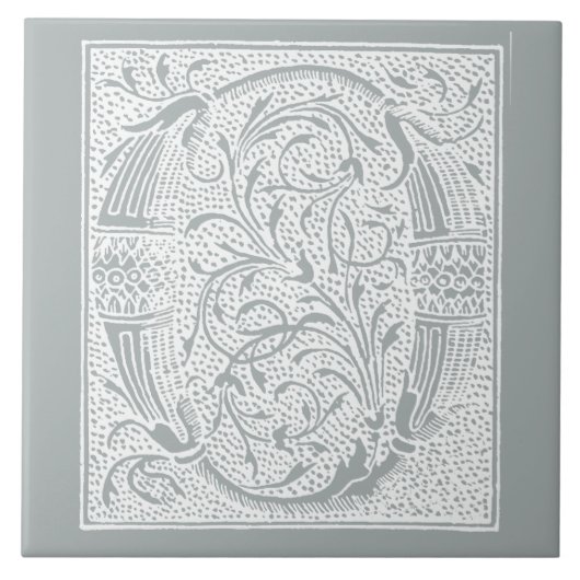 ヴィンテージの手紙Oのモノグラムのイニシャルの灰色の灰色"O " タイル (正面)