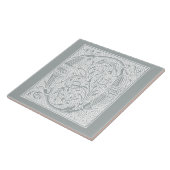 ヴィンテージの手紙Oのモノグラムのイニシャルの灰色の灰色"O " タイル (側面)