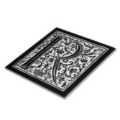 ヴィンテージの手紙Rのモノグラムの白黒"R"の手紙 タイル (側面)