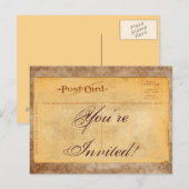 ヴィンテージの招待されましたのダマスク織の招待状の郵便はがき インビテーションポストカード (正面/裏面)