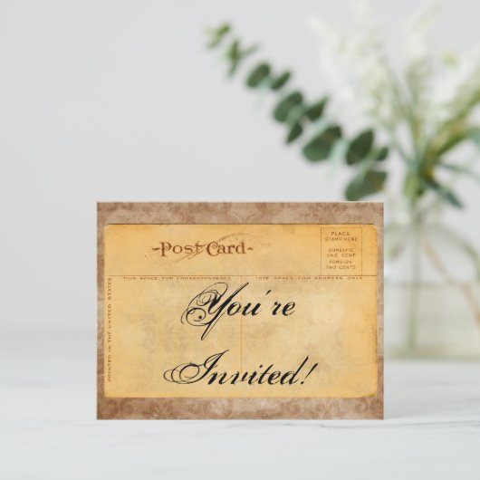 ヴィンテージの招待されました! 招待状の郵便はがき インビテーションポストカード (スタンド正面)