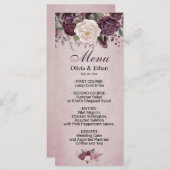 ヴィンテージの挨りだらけのばら色の水彩画の花柄 メニュー (正面/裏面)