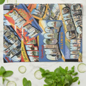 ヴィンテージの挨拶はがきのコラージュ キッチンタオル (折り畳み)