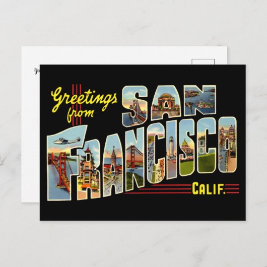 ヴィンテージの挨拶サンフランシスコ旅行 ポストカード (正面/裏面)
