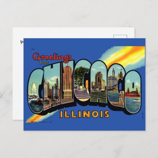 ヴィンテージの挨拶シカゴ、イリノイ旅行 ポストカード (正面/裏面)