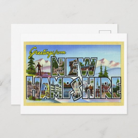 ヴィンテージの挨拶ニューハンプシャー ポストカード (正面/裏面)