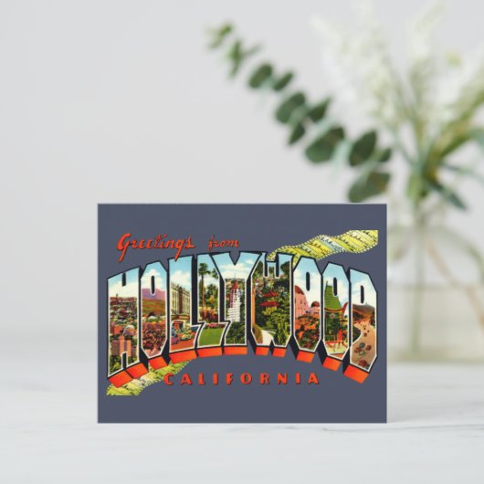 ヴィンテージの挨拶ハリウッド旅行 ポストカード (スタンド正面)