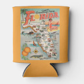 ヴィンテージの挨拶フロリダの地図 缶クーラー (正面)