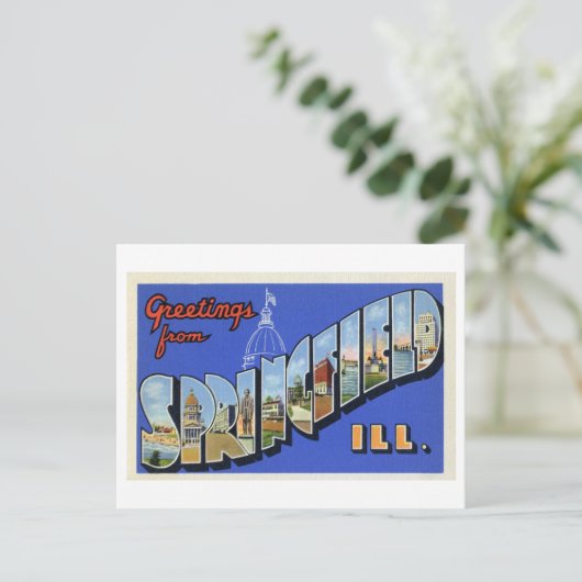 ヴィンテージの挨拶(イリノイ州スプリングフィールド) ポストカード (スタンド正面)