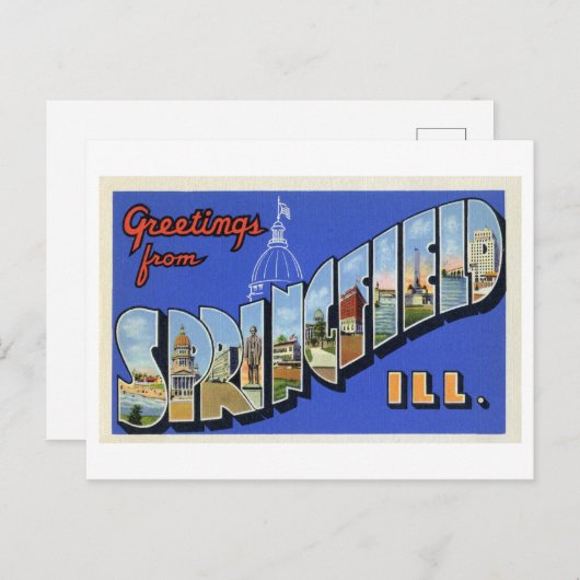 ヴィンテージの挨拶(イリノイ州スプリングフィールド) ポストカード (正面/裏面)