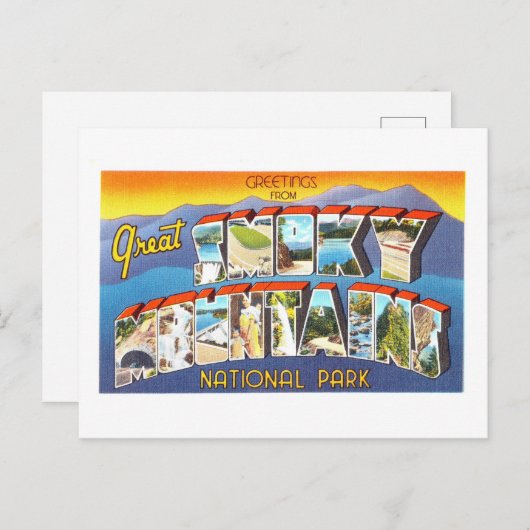 ヴィンテージの挨拶：スモークマウンテンズ国立公園 ポストカード (正面/裏面)