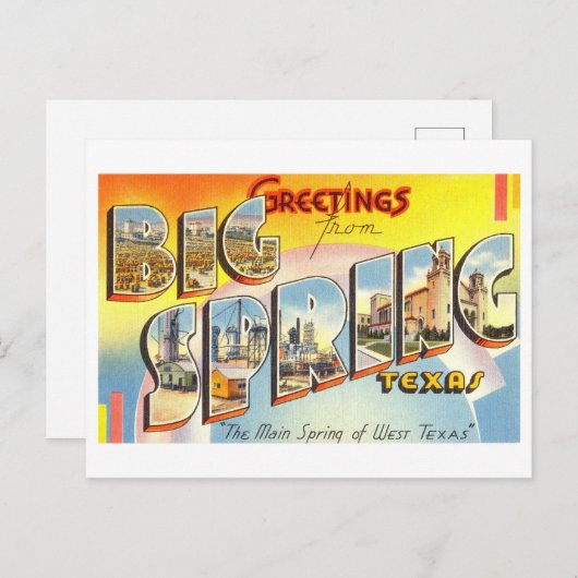 ヴィンテージの挨拶,テキサス州,ビッグ春 ポストカード (正面/裏面)