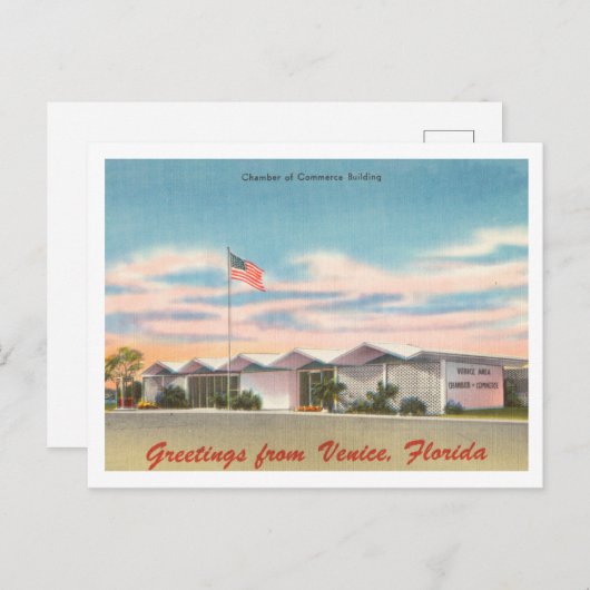 ヴィンテージの挨拶，フロリダ州ヴェネツィア ポストカード (正面/裏面)