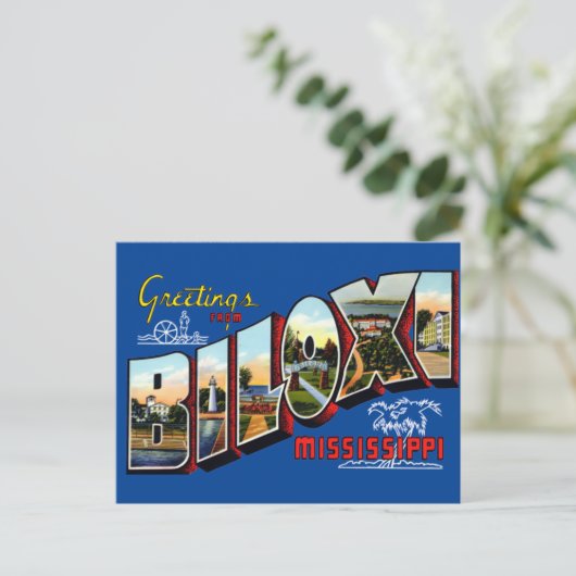 ヴィンテージの挨拶Biloxi，ミシシッピ旅行 ポストカード (スタンド正面)