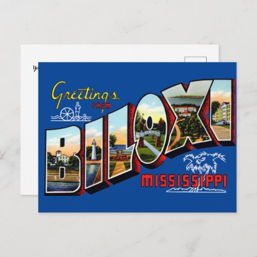 ヴィンテージの挨拶Biloxi，ミシシッピ旅行 ポストカード (正面/裏面)