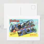 ヴィンテージの挨拶Glacier National Park ポストカード (正面/裏面)