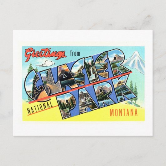 ヴィンテージの挨拶Glacier National Park ポストカード (正面)