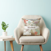 ヴィンテージの探検家の熱気は世界地図の名前を風船のようにふくらませます クッション (椅子)