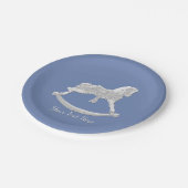 ヴィンテージの揺り木馬あなたの背景色 ペーパープレート (アングル)