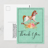 ヴィンテージの揺れる馬と花束の感謝カード ポストカード (正面/裏面)